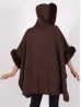 Plush Wool Feeling Hooded Cape W/ Button